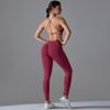 Seamless Yoga Outfit Auroth Women Sportsweat Back Cross Bra High Waist Gym Running Leggings Fitness Set