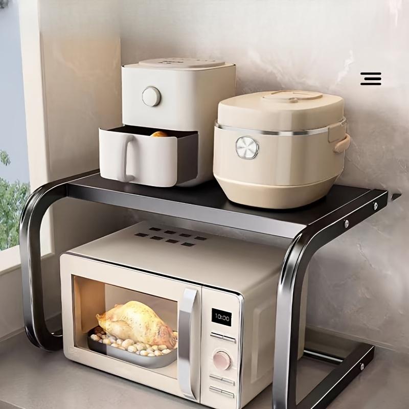 Просторная 2-ярусная металлическая подставка для микроволновой печи, настольная полка для хранения духовки и выпечки, не требует сборки, прочный кухонный органайзер