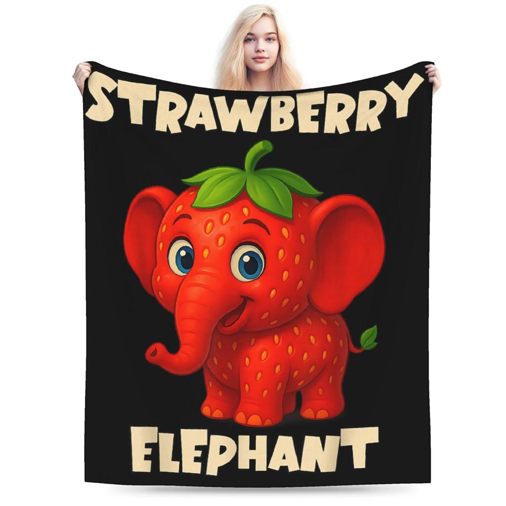 Strawberry Elephant Funny Italian Brainrot Gaming Meme Blankets Quality Super Soft Bedding Throws Winter Picnic Couch Bed