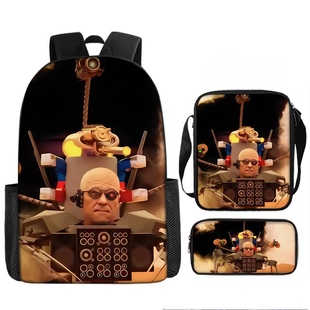 Cartoon Skibidi Toilet Printed Backpack Child Schoolbag Shoulder Bag Pencil Bag