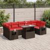 VidaXL Garden Furniture Set with Cushions 8 Pcs Brown Wicker Acacia, Outdoor Sofa Set, Garden Lounge, 3326445