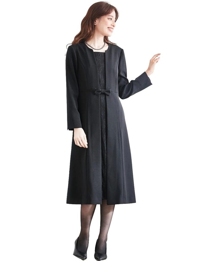 Lace Long Stretch Dress Sizes [Nissen] [Mourning/Formal Wear] Washable, Wrinkle-Resistant, Ensemble-Style (Plus Available)