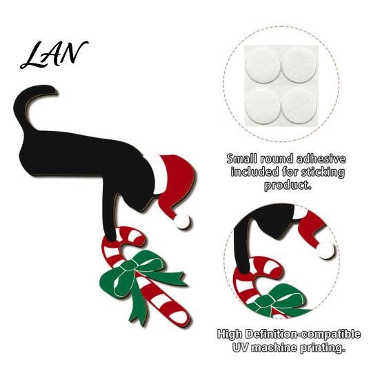 Festive Door Frame Decorations Christmas Wooden Corner Sign, Santa Snowman Cat Cartoon Holiday Home Decor Ornaments Decor, Reusable Wall Decoration