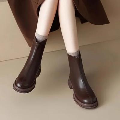 Модная женская обувь 2024 года, высококачественные женские ботильоны, модные современные ботинки с застежкой-молнией сзади, женская горячая распродажа, однотонная обувь с круглым носком для женщин