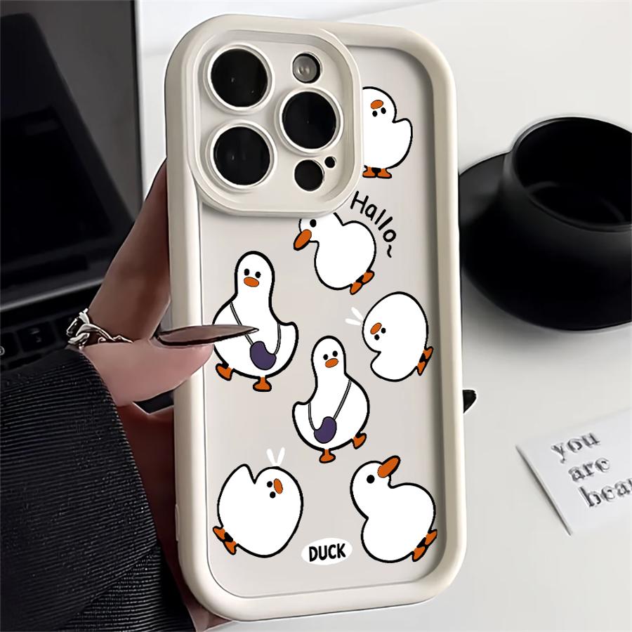 Стильный мультяшный чехол-утка для iPhone 17 Pro Max 15 Plus 11 13 17e 16 Air 12 Pro 14 Чехол для телефона