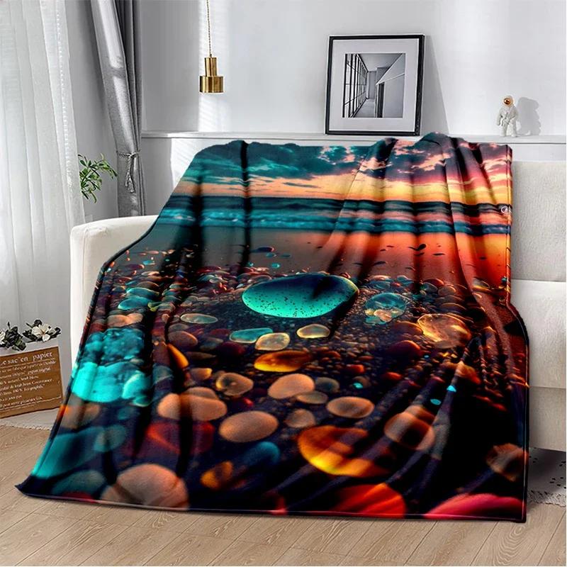 Soft Colorful Pebble Road Throw Blanket Nature Inspired Design for Home Bedroom Bed Sofa Cover Kids New Style