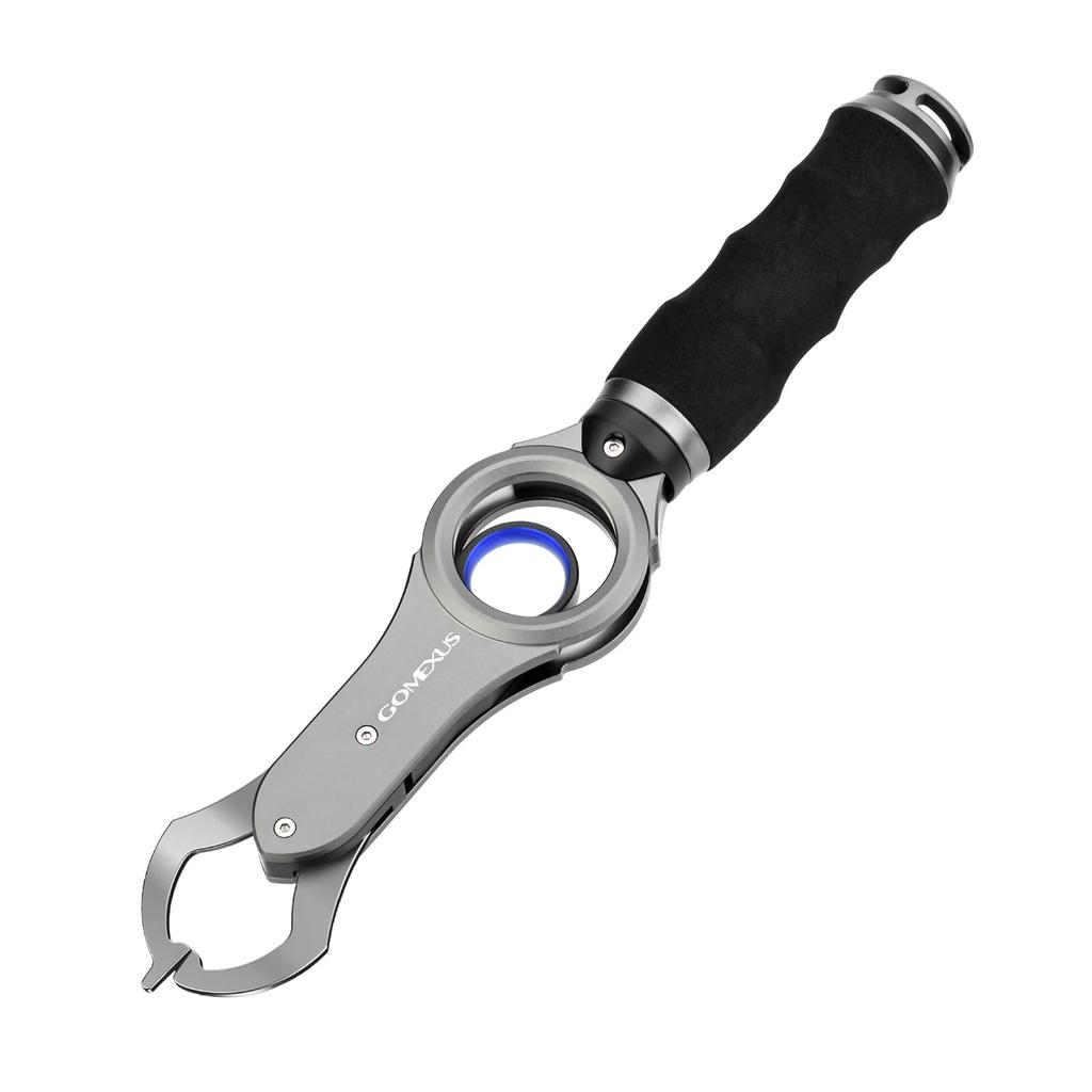 Gomexus Aluminum Alloy Fish Grip with Measuring Durable Fishing 22KG Load for Lure Fishing Function, Rust-Resistant, 360-Degree Rotation, Grip,