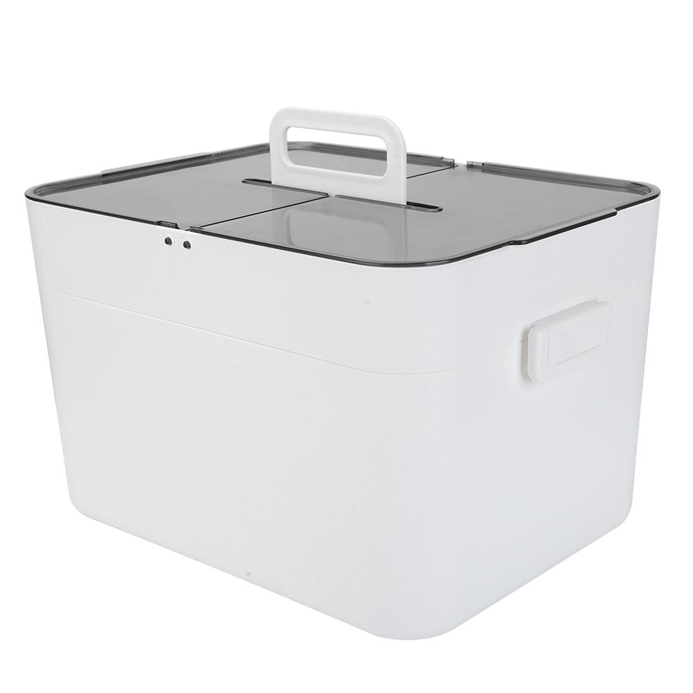 Ящик для хранения, большой, двухслойный, офисный, белый, пластиковый отсек, пылезащитный, аптечка