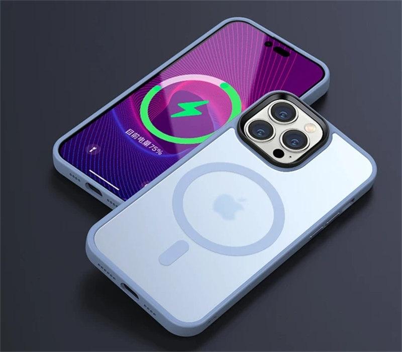 Матовый полупрозрачный чехол для iPhone 16 15 14 13 12 11 Pro Max Plus Магнитный чехол для беспроводной зарядки Magsafe