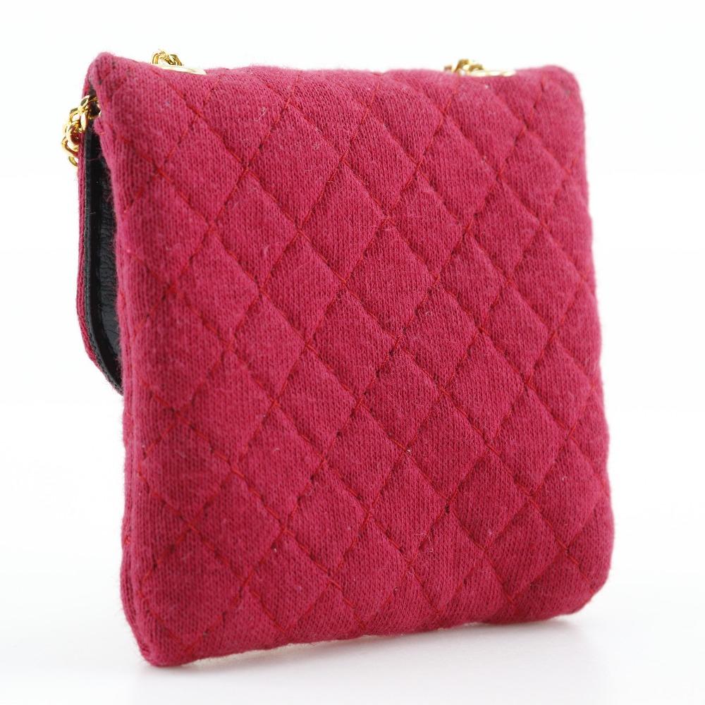 Chanel Цепочка-кошелек Микро-кошелек Красный хлопок Женский Б/у