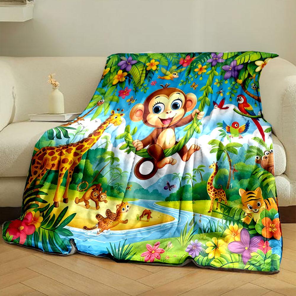 Jungle Adventure with Animals print blanket soft and cozy perfect for the living room bed sofa or a nap,gift