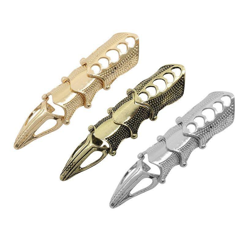 Панк Рок Доспехи с шарнирными сочленениями Костяшки из металла Кольца-когти на весь палец Унисекс Хэллоуин Регулируемое кольцо Аксессуары для вечеринок