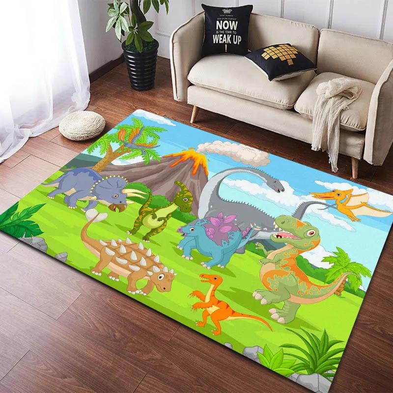 Ковер с 3D-принтом динозавра, детские коврики для спальни, гостиной, противоскользящий игровой коврик для ползания младенцев, ковры и ковер для комнаты мальчика