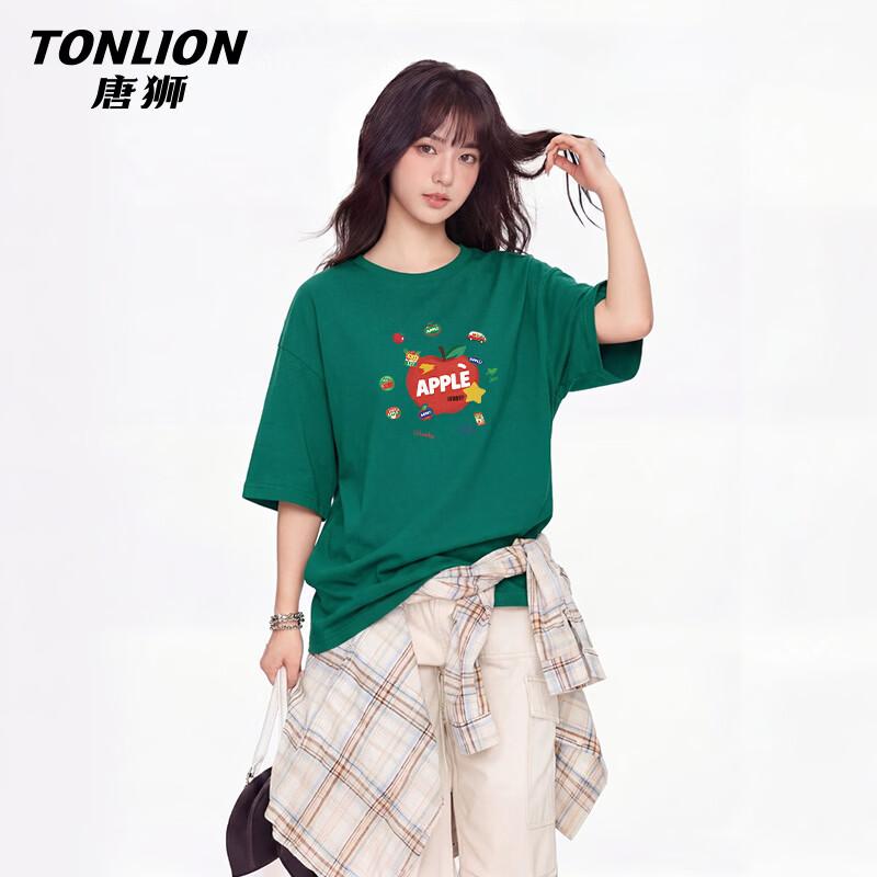 Женская хлопковая футболка TonLion с мультяшным принтом, свободного кроя