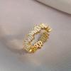 2023 New Exquisite Irregular Zircon Gold Color Open Rings Korean Fashion Jewelry For Women's Wedding Party Luxury Accessories