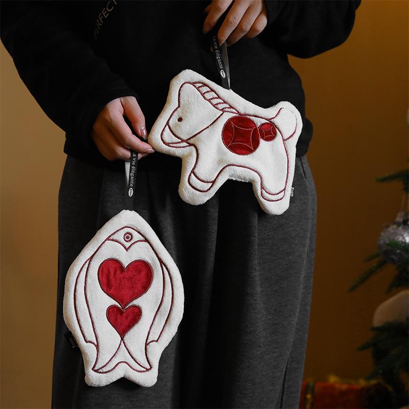 Horse Year Hanging Hand Towel Home Use Absorbent Microfiber Custom Embroidered Bathroom Kitchen Cute Hand Towel