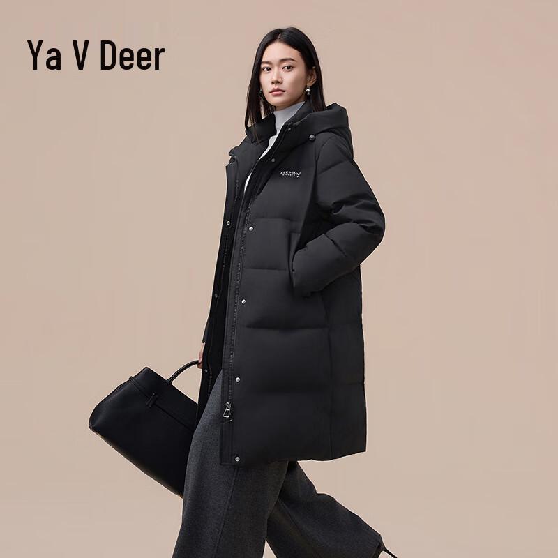Женский пуховик средней длины с капюшоном Yalu