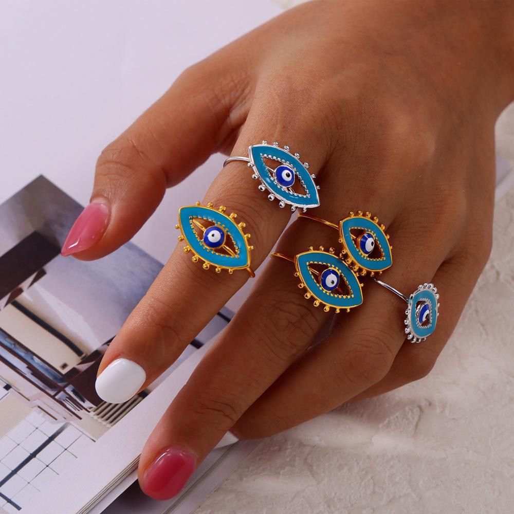 Модное простое индивидуальное кольцо-ниша с весами, цветная глазурь, форма глаза дьявола, титановая сталь, открытое кольцо на указательный палец, женское