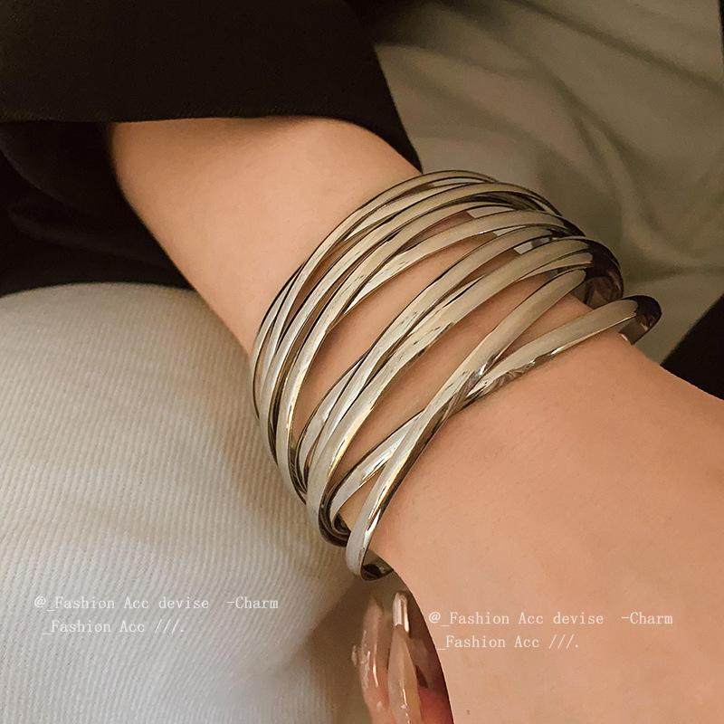 Европейско-американский многослойный металлический открытый браслет: Креативный, Элегантный, Роскошный Браслет