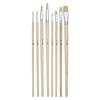 8 Brushes - Flat - Round - Acrylic and Oil - Beautiful White Silk Fibers - Long Handle - Pébéo