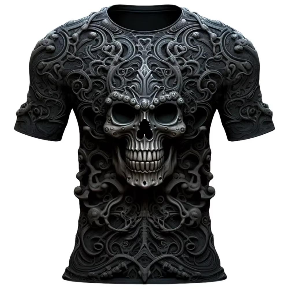 Мужская футболка с коротким рукавом в стиле ретро, летний ужас, нежить, паук, череп, принт, свободная футболка, свободная одежда