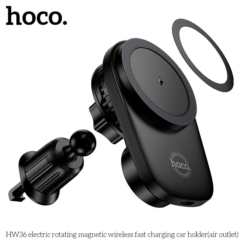 Hoco HW36 15 Вт MagSafe Беспроводное автомобильное зарядное устройство, Электрический вращающийся держатель для телефона на вентиляционное отверстие