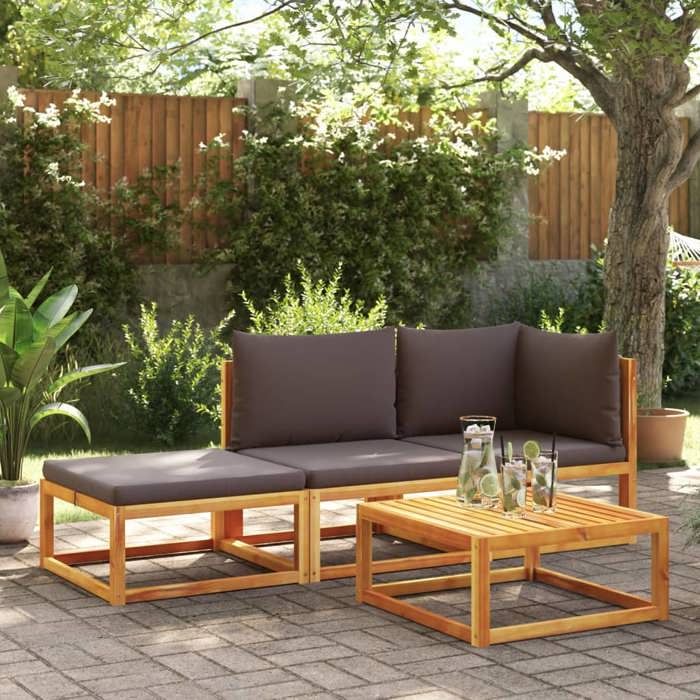 VidaXL Canapé de jardin avec coussins 2 places Bois d'acacia et corde 4008163