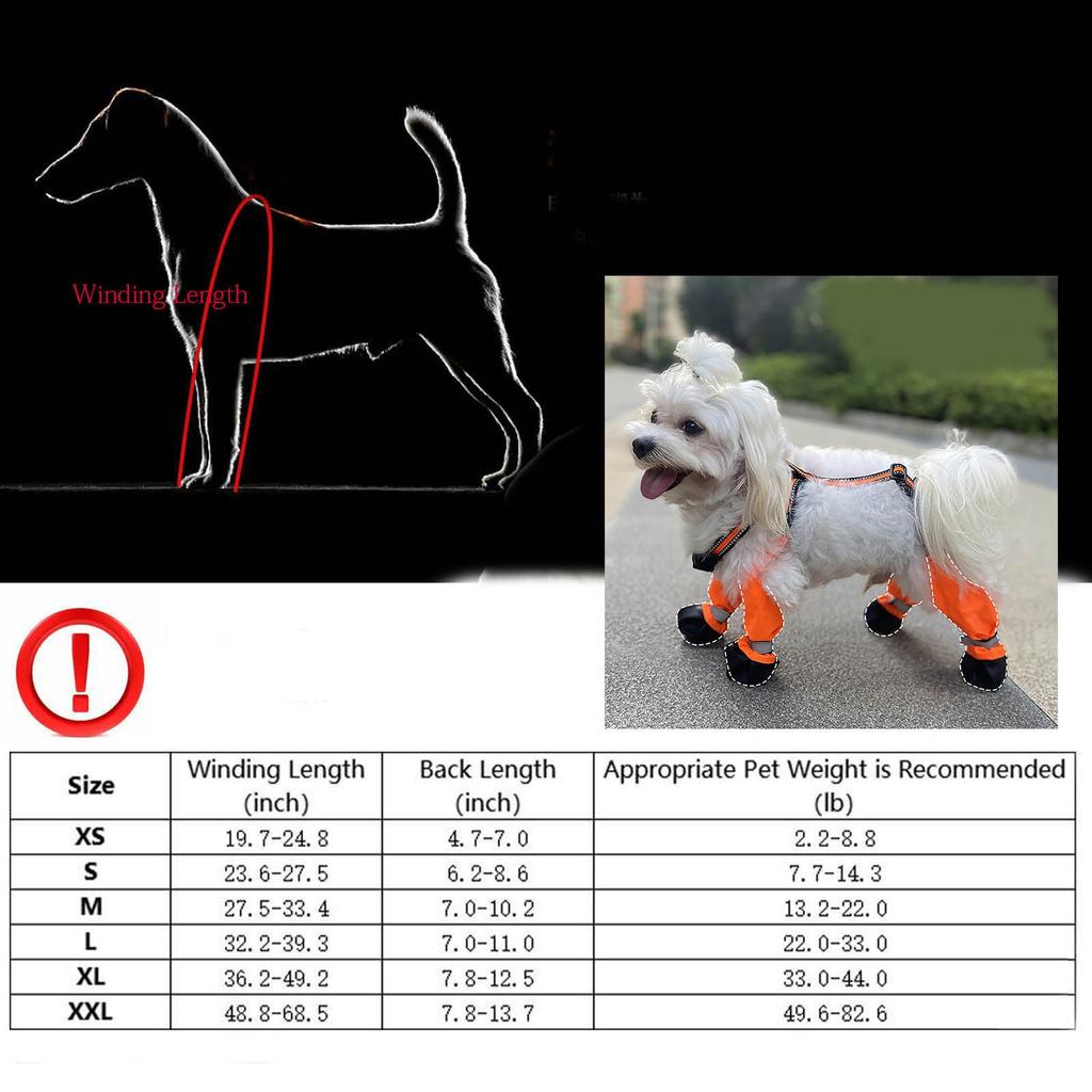 Dog Suspender Booties Anti-Slip Dog Paw Protector Waterproof Boot Leggings Adjustable Dog Shoes For Winter Snow Raining Hiking