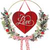 Венок ко Дню святого Валентина для входной двери - Милые Валентиновские венки с деревянным знаком "Сладкое сердце", для Свадебной вечеринки, Помолвки, Розовый венок 13 дюймов