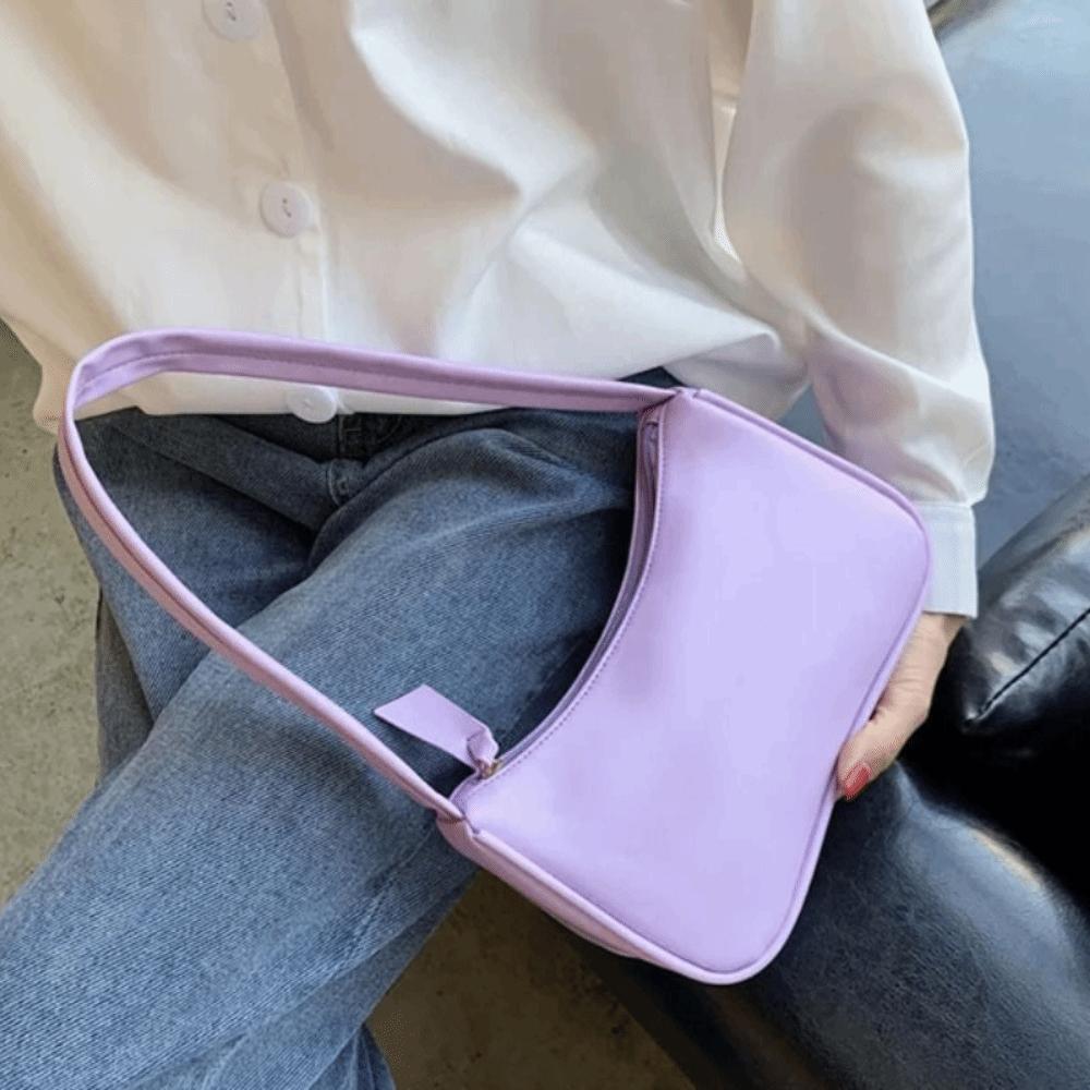 Underarm Style Bow Handbag Minimalist Design PU Leather Bag Clutch Retro Forearm Bag  Casual Wear