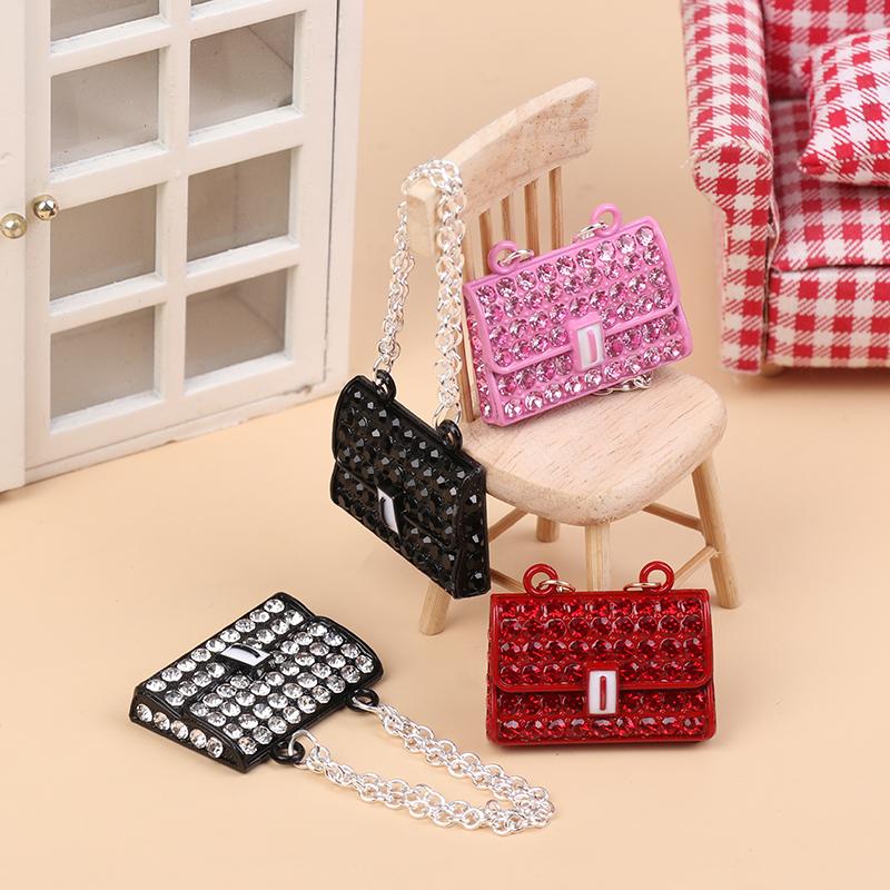 Fashionable Dollhouse Metal Chain Bag Pack Doll Bag Miniature Shopping Handbag For Clothes Accessories