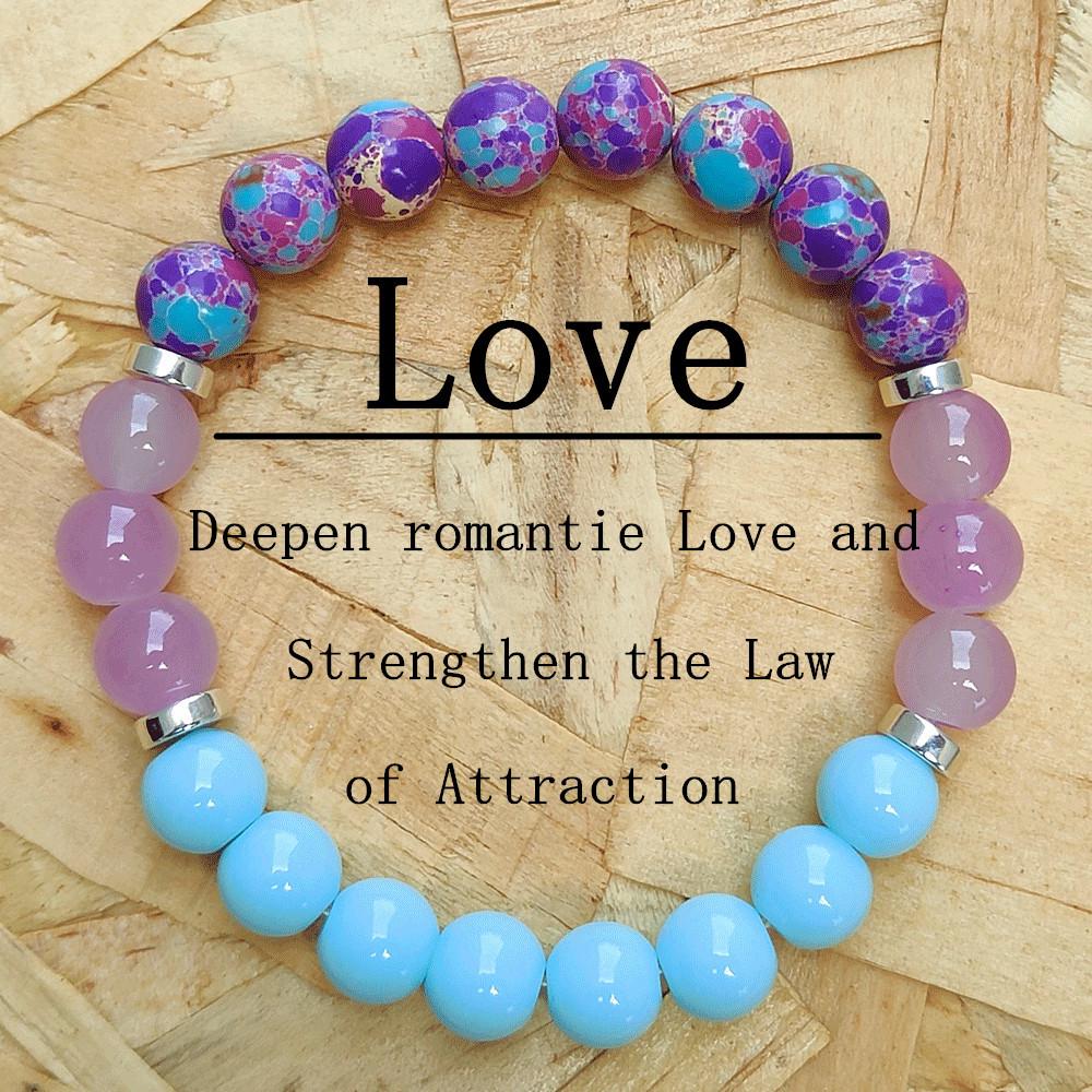 Набор браслетов из 9 штук из натурального камня: Дизайн из бусин Тигровый глаз и Аметист