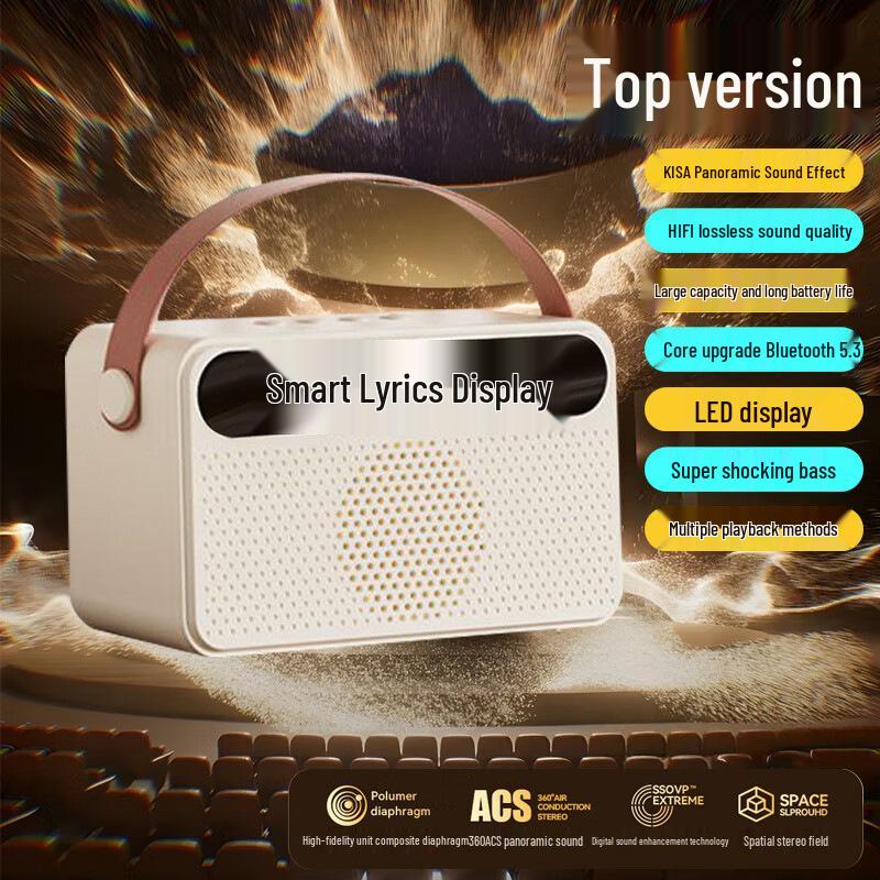 Умная Bluetooth-колонка T96: Компактный дизайн, Высокая громкость, Отображение текста песен, Длительное время работы от аккумулятора для домашнего использования