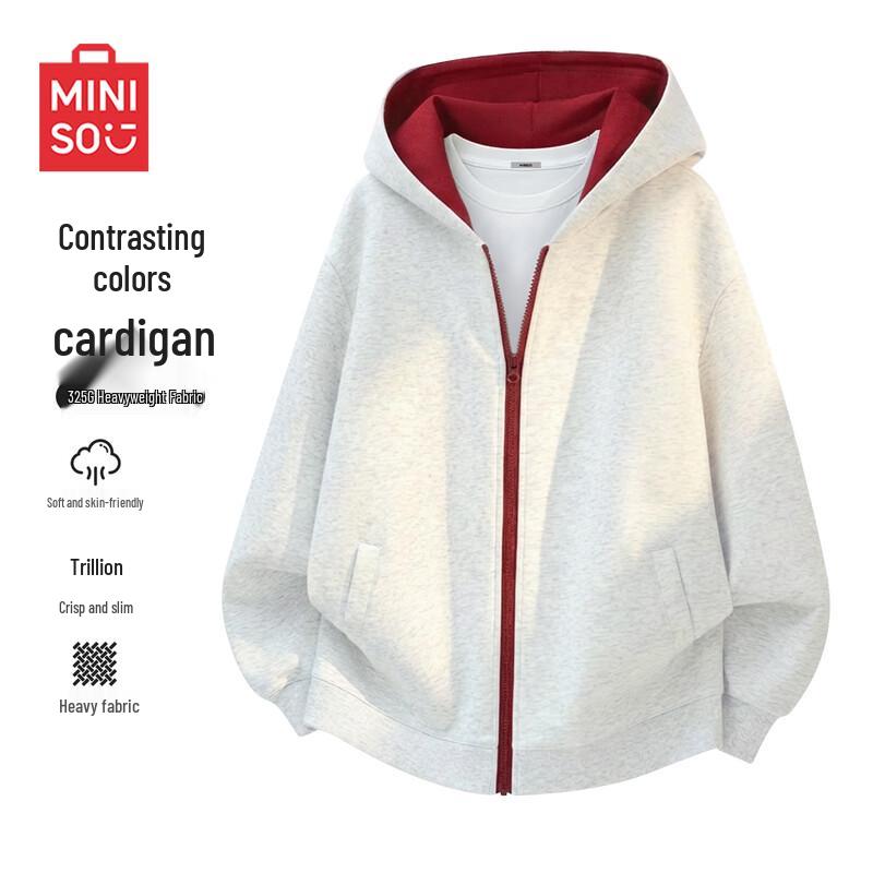 MINISO Толстовка с капюшоном на молнии, цветные блоки