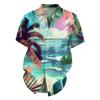 Men's Fashion Loose Hawaiian Printed Short Sleeve Beach Shirt