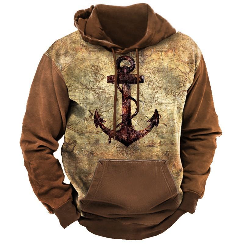 Mens 3D Printed Hoodie Streetwear Hip Hop Loose Fit Pullover Winter Casual Top