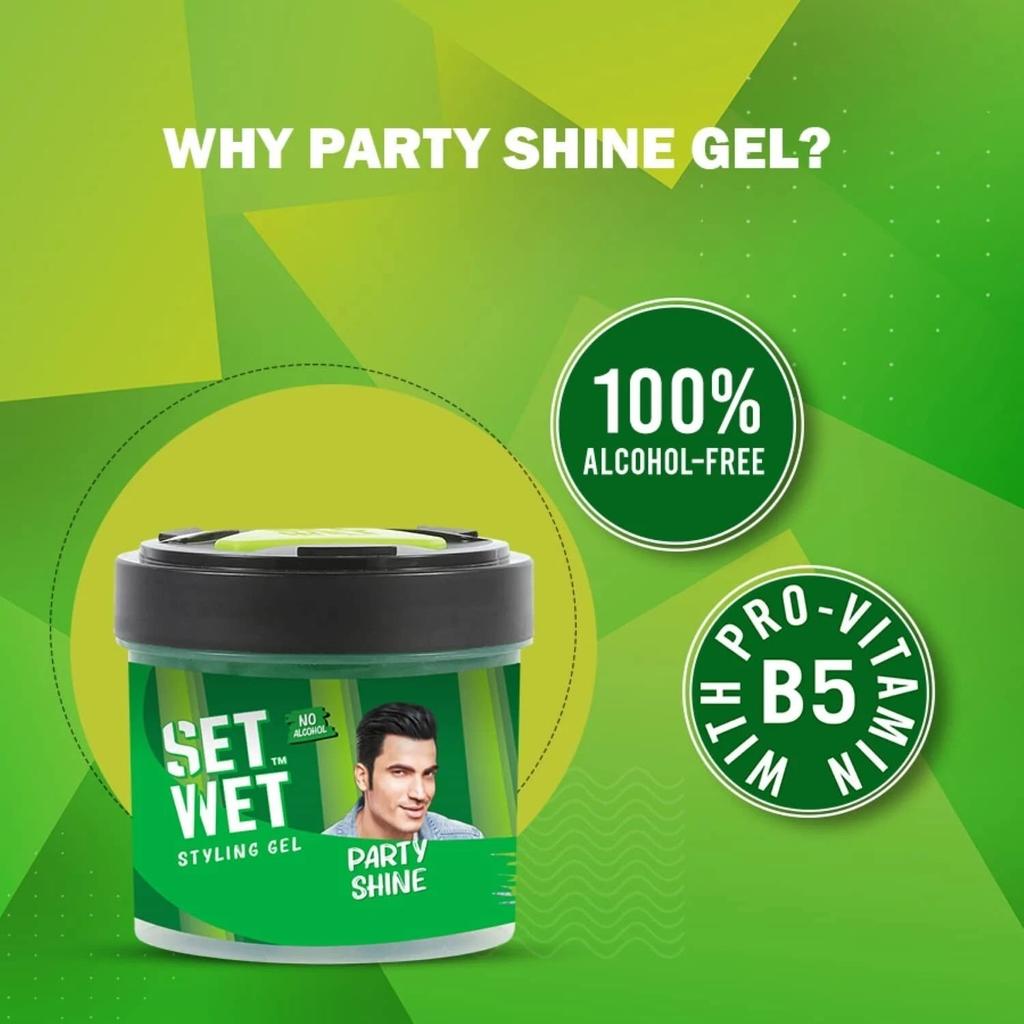 Set Wet Styling Hair Gel for Men - Party Shine 250gm |Strong Hold, High Shine