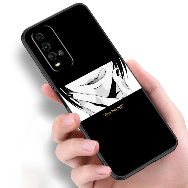 Эстетический силиконовый чехол для телефона «Грустное аниме Kawaii Girl» для Xiaomi Redmi Note 11 10 9 8 Pro 11T 10T 10S 9S 8T 9 9A 9C 9T, черный чехол