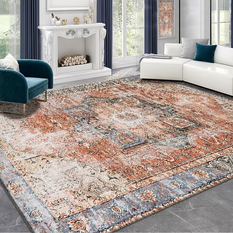 Persian Ethnic Style Carpet, Living Room Sand Coffee Table Floor Mat, Bedroom Bedside Crystal Velvet Carpet