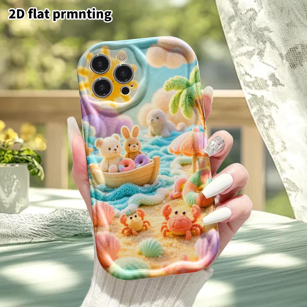 Phone Case: 2D flat, suitable for iPhone 18 17 16 15 14 13 12Pro protective case, seaside boat adventure, perfect Christmas and Halloween holiday gift