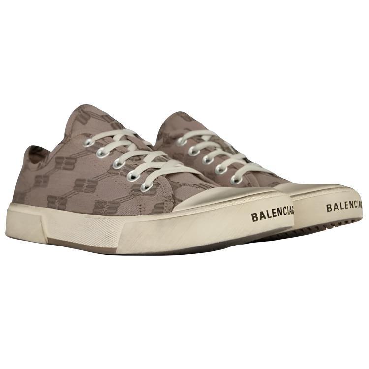 (WMNS) Balenciaga Paris Low Top Sneakers 'Tan BB Monogram Cotton and White Rubber' Women's 688757W3RQ22298