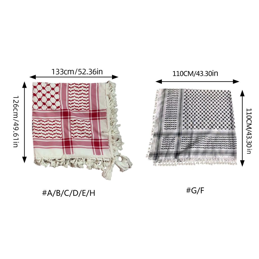 Middle East Keffiyeh Headscarf Square Men Scarf Wrinkles Resistant Bandana Scarf for Men and Women