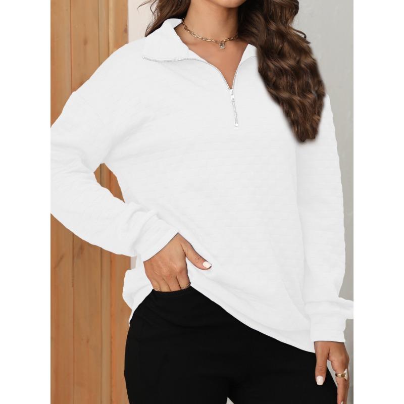 Women's Fashion Casual Fall Winter Solid Color Print Long Sleeve V-Neck Pullovers & Long Sleeves