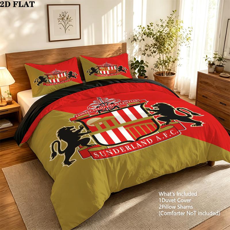 Sunderland Afc Pattern Bedding Quilt Set Quilt Cover Pillowcase Home Birthday Gift(1 * duvet cover + 2 * pillowcase, without core)