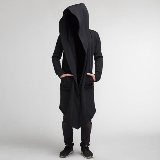 Ветровка, модная толстовка с капюшоном, однотонное, с длинным рукавом, морозостойкое мужское длинное пальто с капюшоном