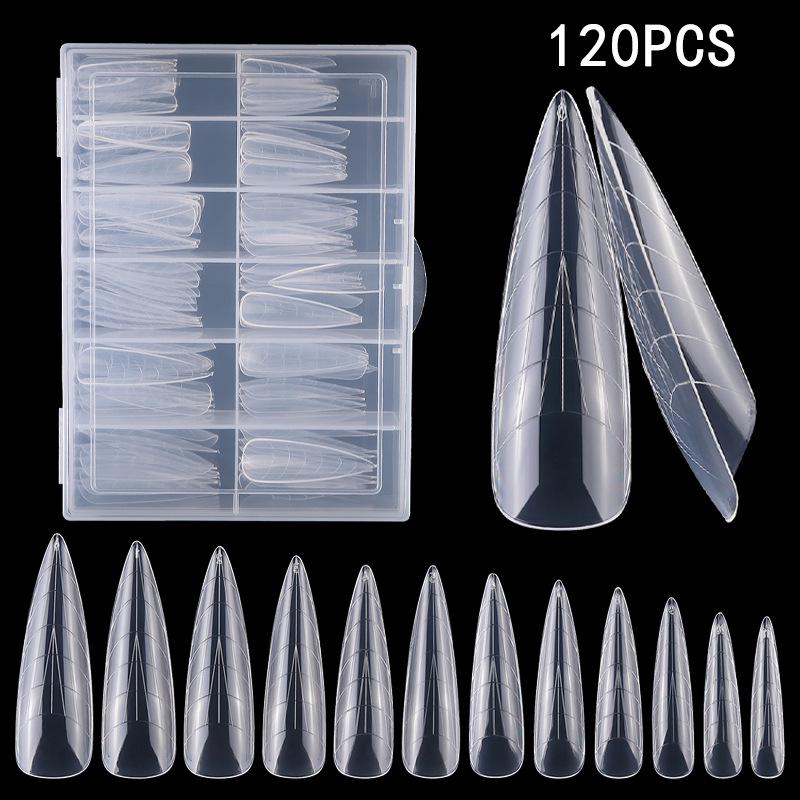 120 Crystal Nail Art Tips & Scaled Extension Mold Set, Paper-Free Model with Extension Glue, 25#
