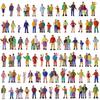 100-Piece Set of Painted Human Figures, 1:87-100 Scale, for Diorama, Miniature Garden, Decoration, Railway Models, Building Models, Educational DIY