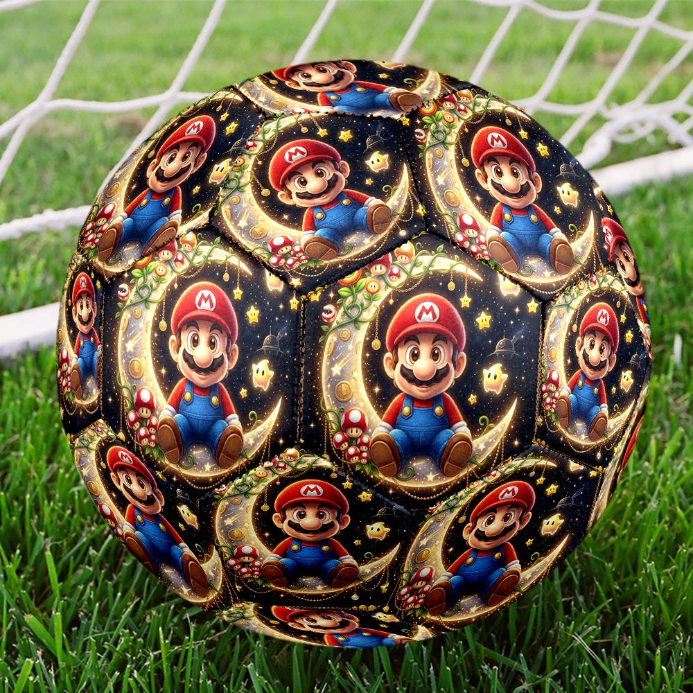 1pc Super Mario Game Cartoon Football Soccer Ball Size 5 Indoor Soccer Ball Fashion Colorful Backyard Game -Great For Sports Fans Gift HE50