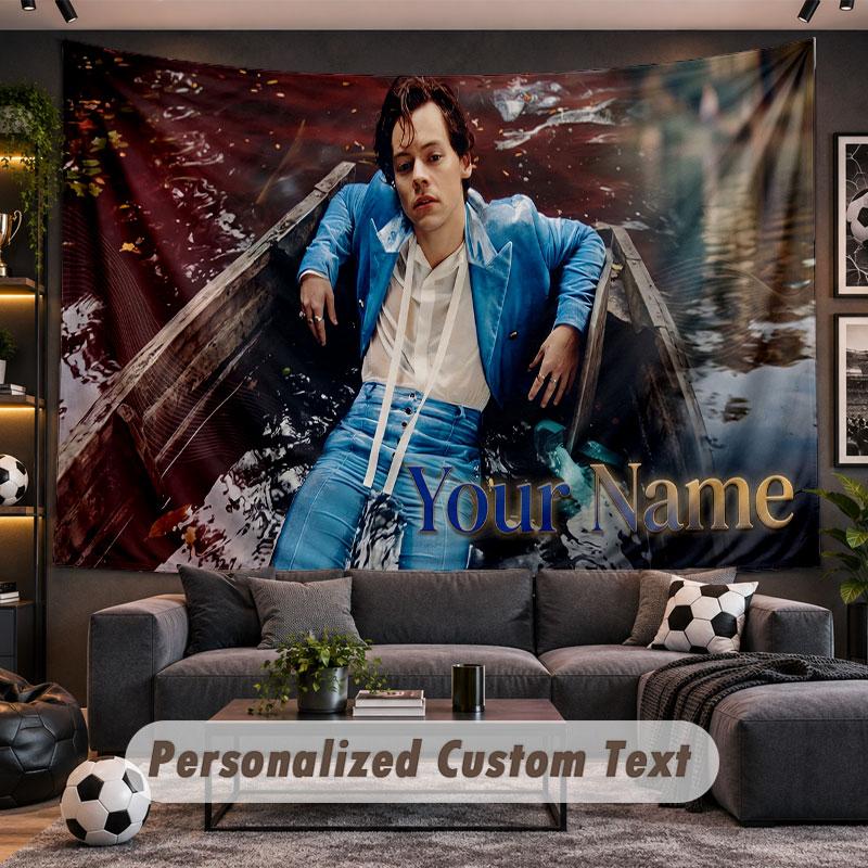 Wall Hanging Tapestry Custom NameHarry Styles Pattern Personalized Printed Fabric Wall Decor