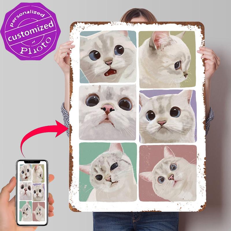 Expressive Cat Meme Tinplate Poster Customized Wall Art Retro Vintage Metal Signs for Fans Decoration Home Decor Items Wand Deko